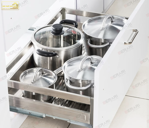 Kệ xoong nồi Inox lắp thùng/cánh