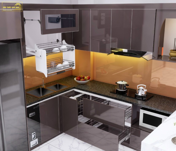 TỦ BẾP NHỰA PICOMAT PHỦ ACRYLIC TBA022